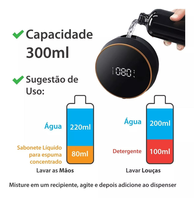 Dispensador automático de sabão LuxeDispensa® Recarregável + BRINDE Lixeira Smart