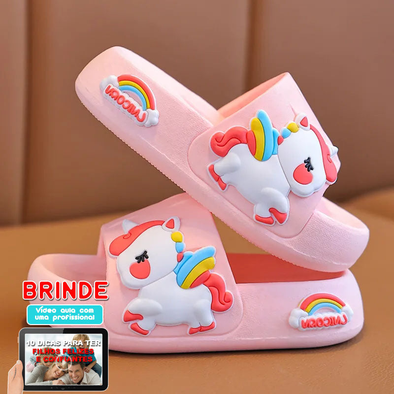 Chinelo Unicornio Confort Kids + Brinde